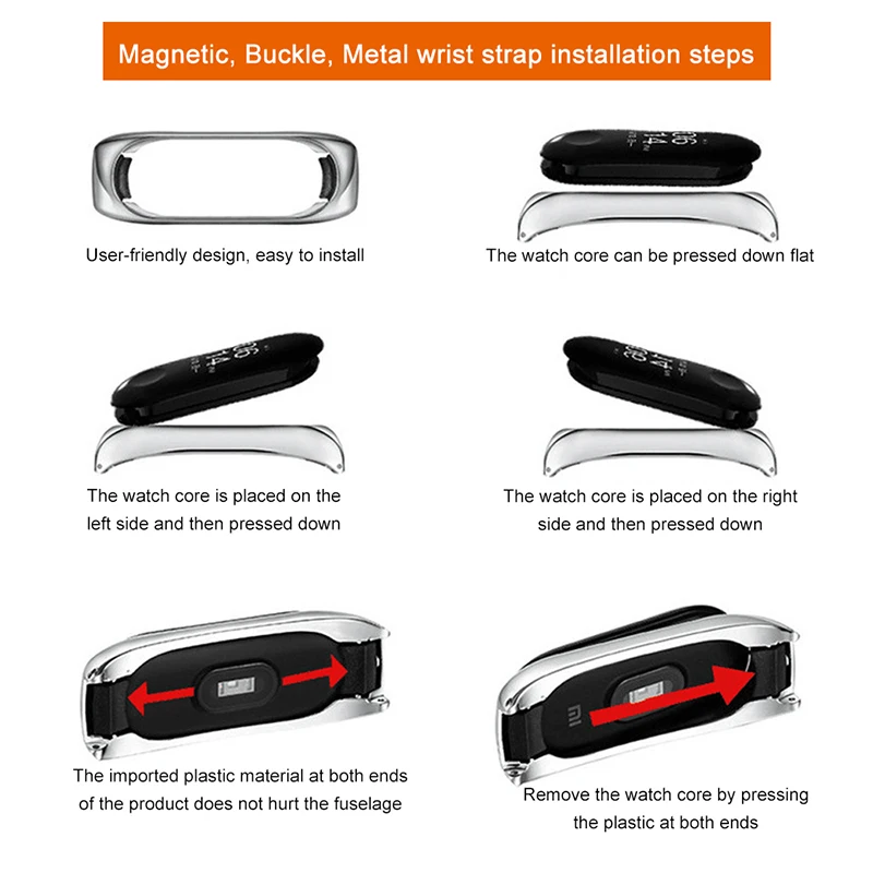 Универсальный металлический ремешок для xiaomi mi band 4 3, металлический ремешок, умный Браслет для mi band 4, сменные ремешки для часов mi 4 3