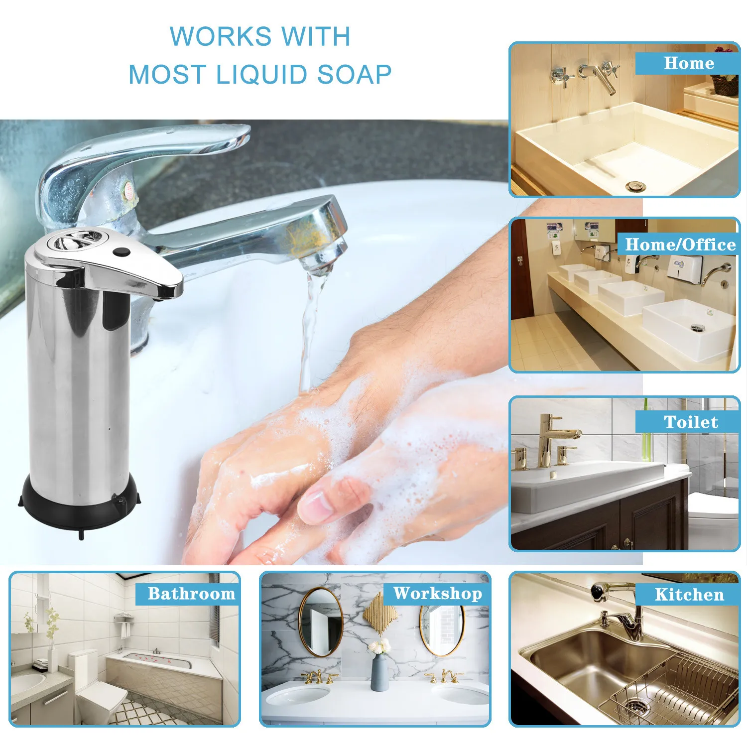 

250Ml Automatic Touchless Liquid Soap Dispenser with Stand Infrared Sensor Soap Dispenser for Kitchen Bathroom Touch Free