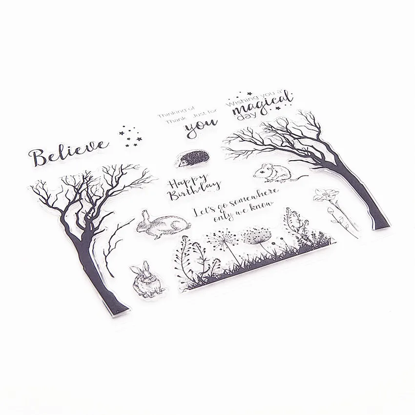 Прозрачные штампы 21 5*17 5 см с изображением мертвой древесины/Силиконовые пломбы