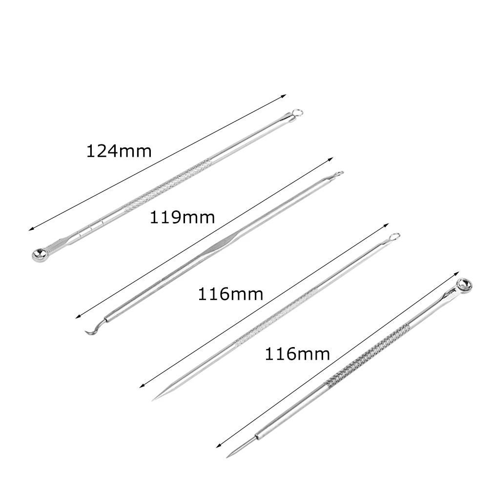 

4pcs/set Double-Ended Acne Needle Blackhead Blemish Remover Pimple Comedone Facial Cleaning Skin Stainless