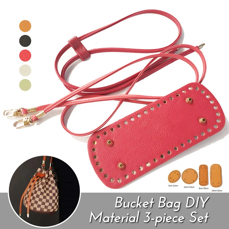 1 Set Handmade  Bucket Bag Strap Woven Leather Bag Bottoms  With Hardware Diy Bag Backpack Accessories