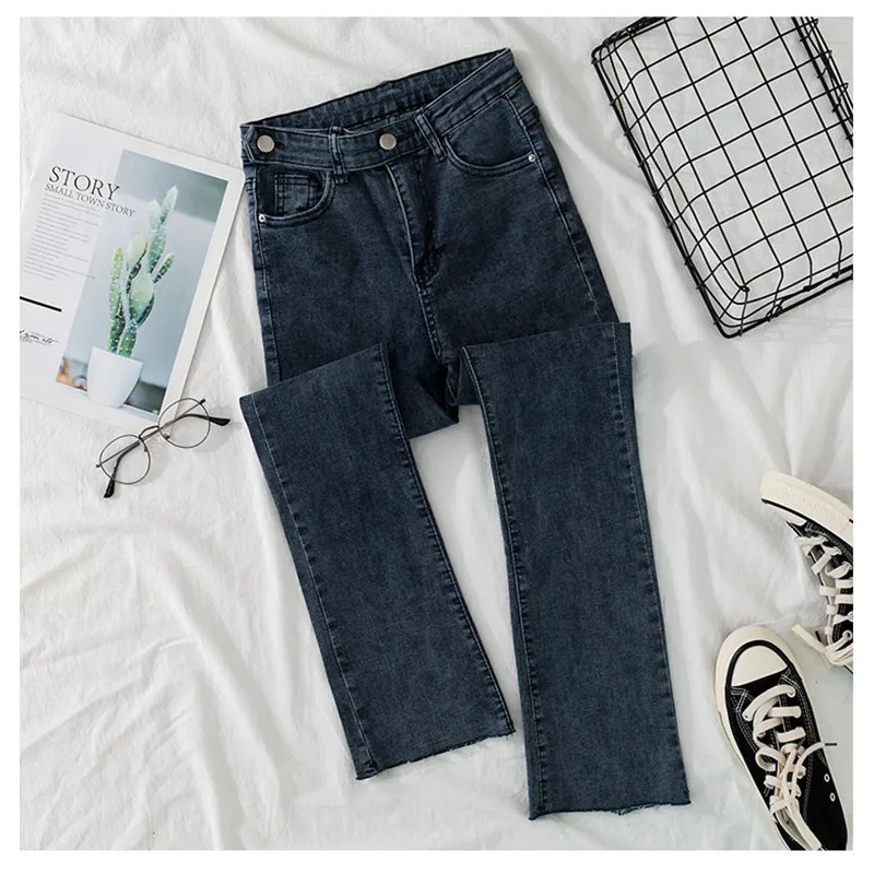 JUJULAND джинсы для женщин с высокой талией обтягивающий большого размера синие