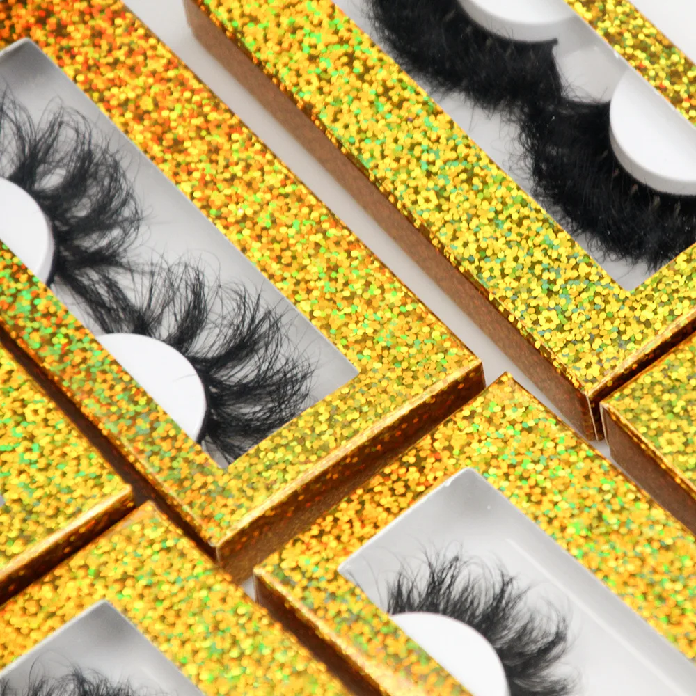 

100% настоящие норковые накладные ресницы толстые длинные оптовая продажа пушистые драматические блестящие золотые коробки упаковочные пос...