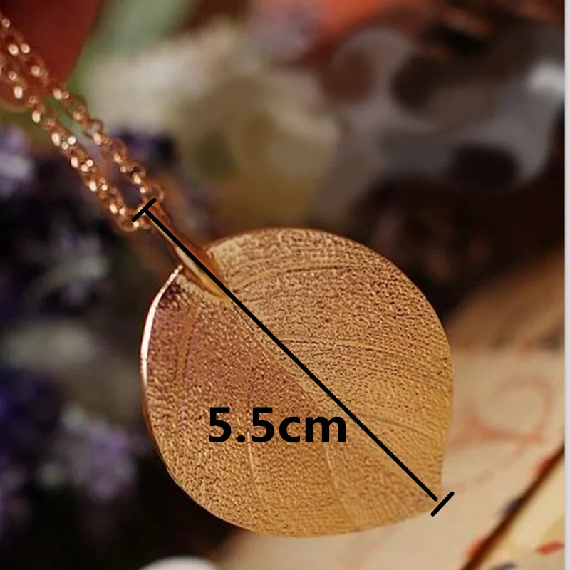 Fashion Jewelry Gold Color Leaf Pendant Necklace For Women Exquisite Long Necklace Korean Style Wholesale Sweater Chain Gift