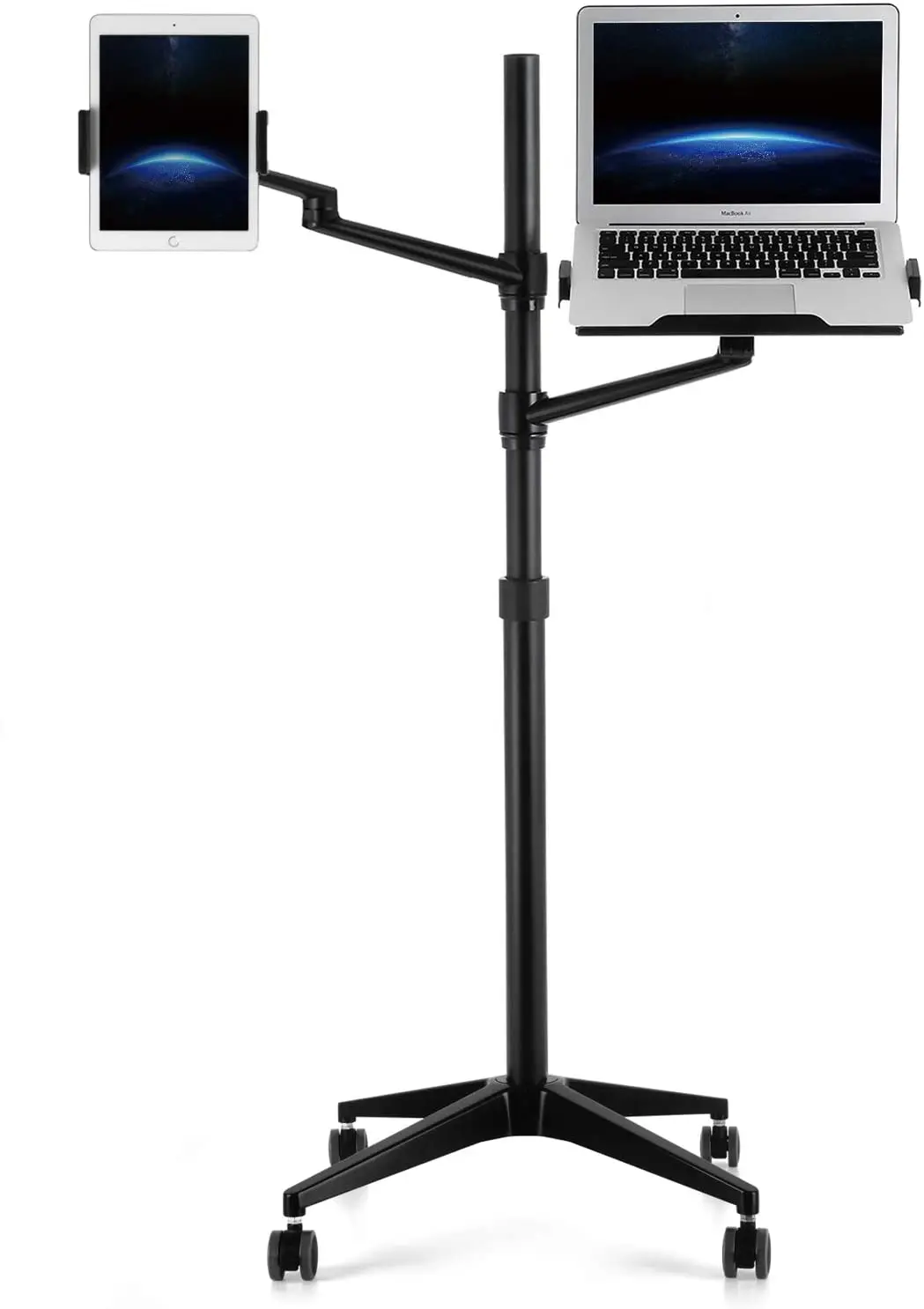 

Upergo Tablet and Laptop Floor Stand with Wheels,2-in-1 Rolling Floor Stand with Dual Rotatable Arms for iPad and Laptop,