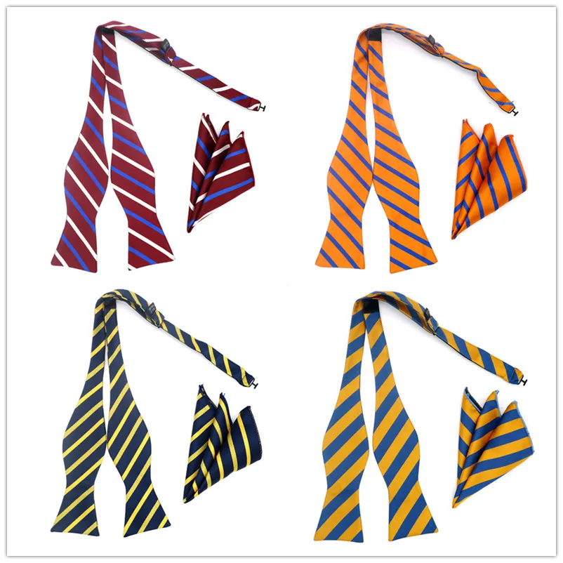 Женский полосатый 100% Шелковый жаккардовый тканый мужской галстук бабочка с
