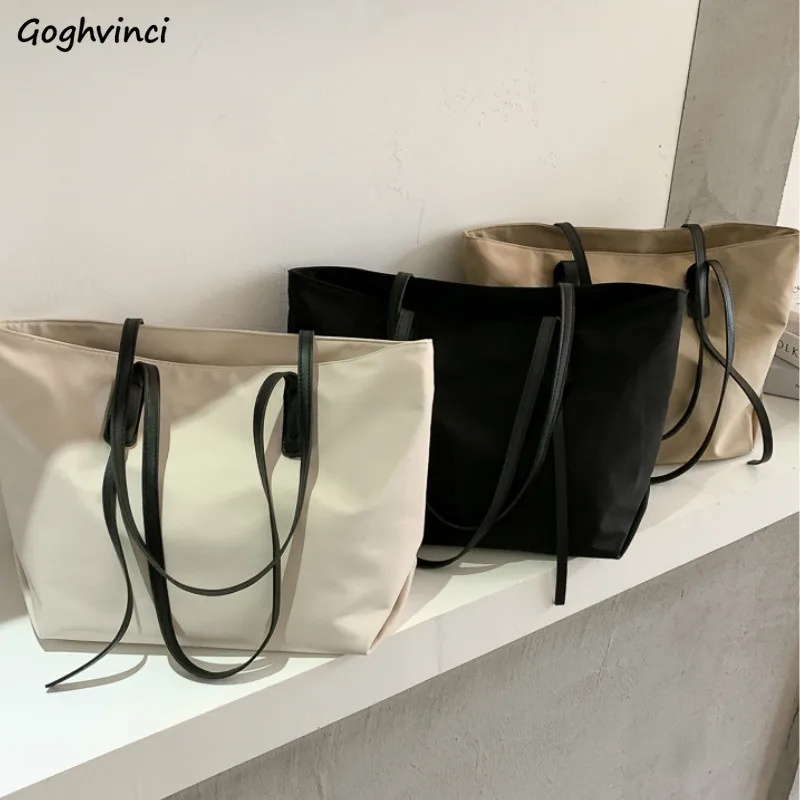 

Top-handle Bags Women Tote Large Capacity Solid Simple Vintage Elegant Korean Style High Street Popular One-shoulder Fashion New