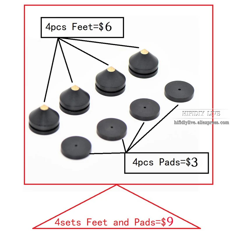 

2021 New 4Sets Speaker Stand Feet Foot Pad Aluminium Alloy Metal (NOT Natural Wood ) Spikes Cone Floor Foot Nail M23*20