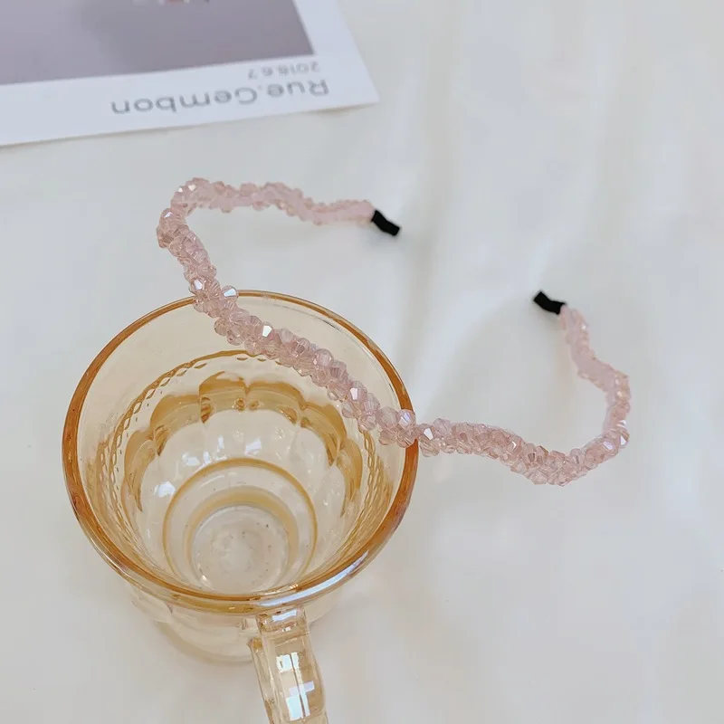 

High Quality Glitter Crystal Rhinestone Wave Hair Bands for Women Pure Handmade Temperament Headbands Fashion Hair Accessories