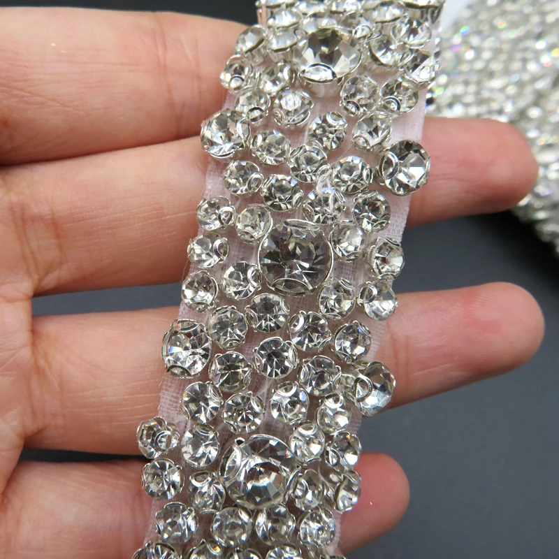 1 ярд Свадебная аппликация Стразы с Кристаллами Полная кристальная отделка для