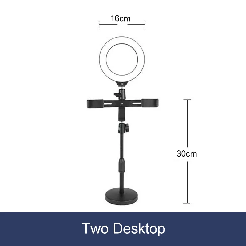 16cm(two holder) Фотография с регулируемой яркостью светодиодный селфи кольцо свет 10 уровней затемнения света с треножный Штатив для телефона USB для макияжа видео для студий с живым звуком - Цвет: 16cm(two holder)