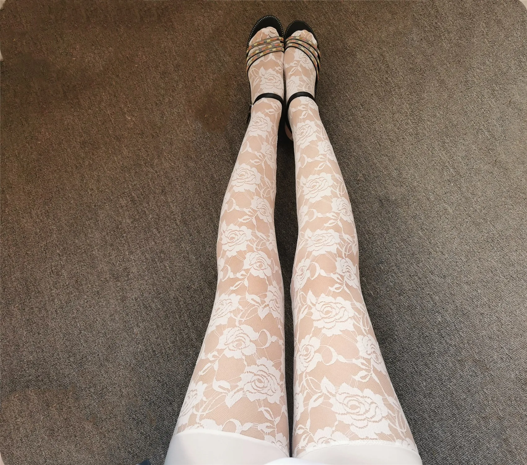 

Sexy Pantyhose Woman White Anti-snagging Silk Mesh Lace Pants Transparent Tights Sticky Woman Lady Collant Femme Sexy Tights