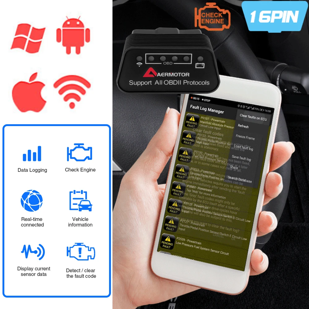 

Считыватели кодов Wi-Fi ELM327 OBD2 для VW Golf GTI Rline Jetta Passat Scirocco Polo Tiguan Touran Touareg V1.5 25K80