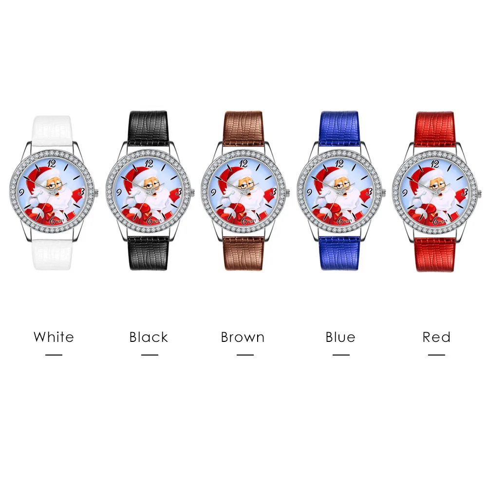 

Ladies Quartz Watch Christmas Gift Printed Dial Belt Set with Diamond Digital Scale Quartz Watch Christmas Gift 50*