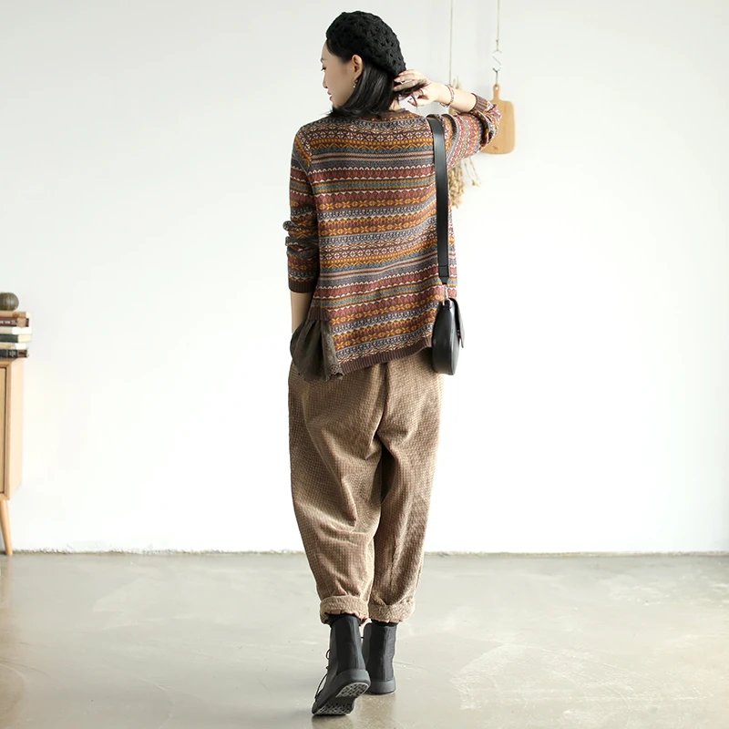 Осенне-зимний женский свитер в стиле ретро свободные пуловеры топы новинка 2019