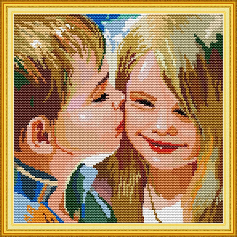 

Everlasting Love Kiss Chinese Cross Stitch Kits Ecological Cotton Clear Stamped Printed 14CT 11CT DIY Gift Christmas Decoration