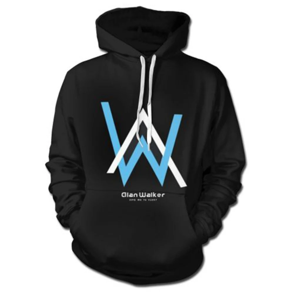 2019 зимняя флисовая толстовка Alan Walker с выцветшим капюшоном мужская принтом в