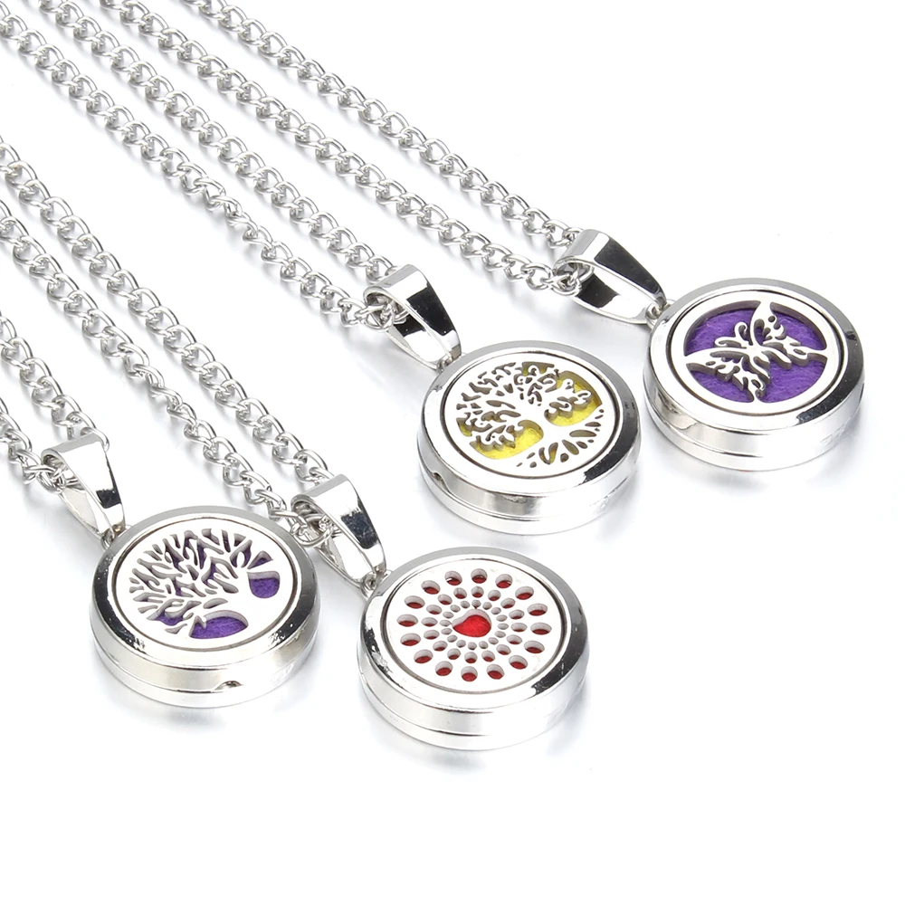 

New Aromatherapy Necklace Small Essential Oil Diffuser Necklace Tree of life Open Locket Pendant Perfume Necklace