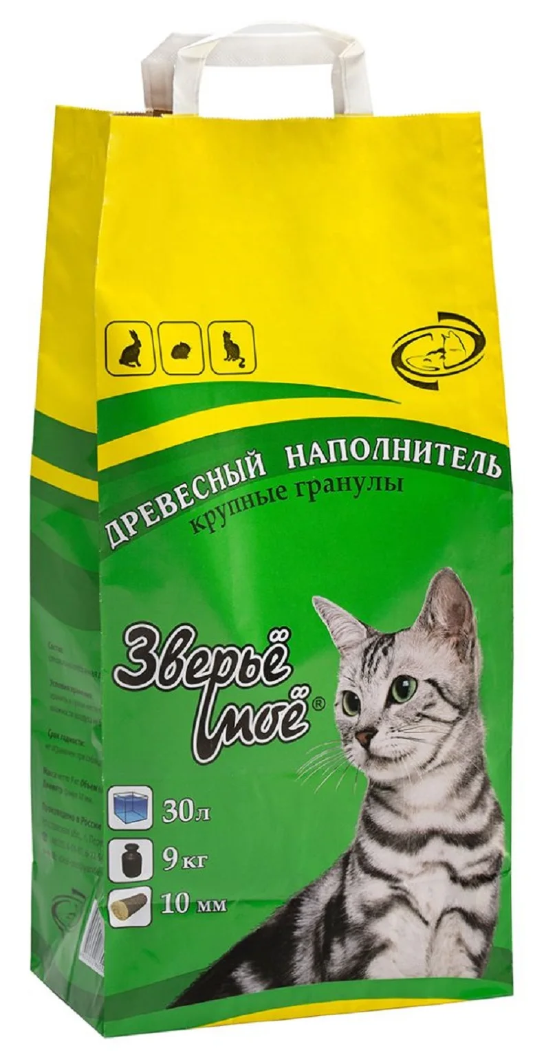 ЗВЕРЬЕ МОЕ Наполнитель древесный крупные гранулы 30л | Дом и сад