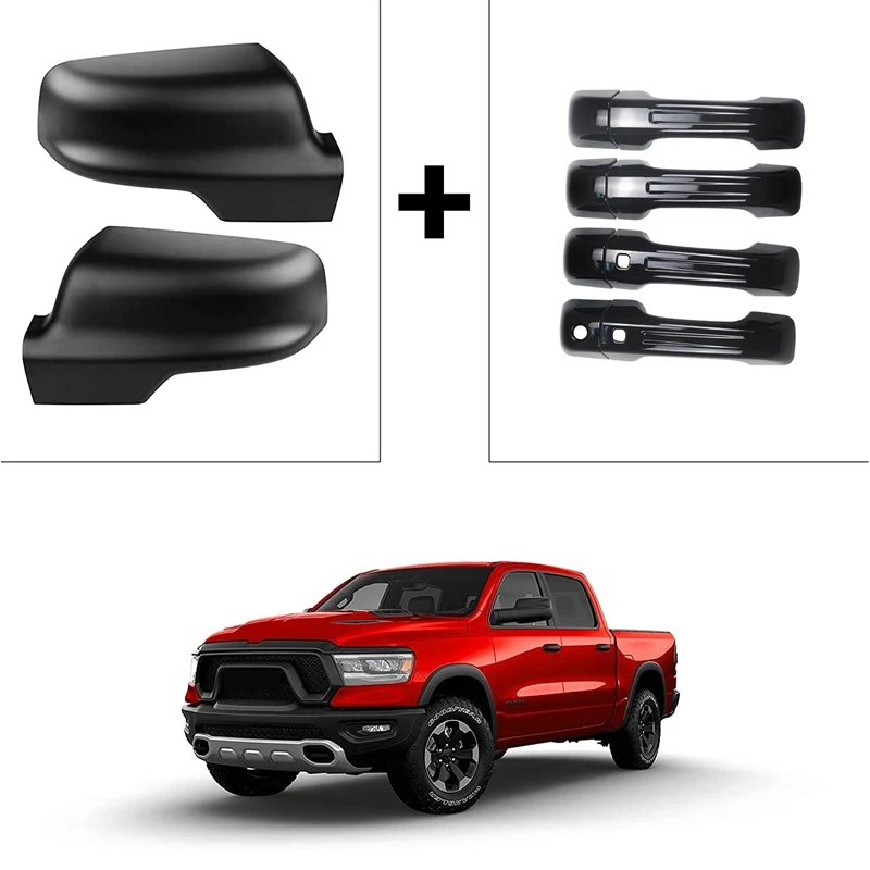 Rearview Mirror Cover for Dodge Ram 1500 2019-2021 Accessories Side Door Handle Decorative Trim with Smart Keyhole | Автомобили и