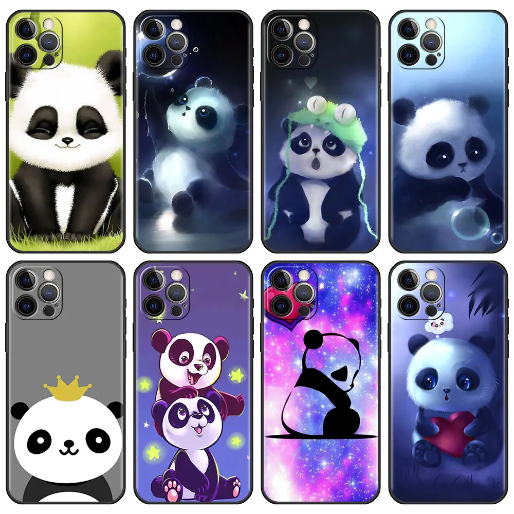 

Cute Cartoon Panda Fitted Case for iPhone 13 6.1 inches 11 7 12 Pro XR X XS Max 6 6S 8 Plus 5 5S SE Tpu Soft Phone Capa