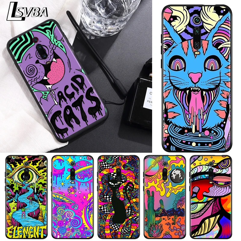 

Colourful Psychedelic Trippy Art For Xiaomi Redmi 9 9C 9A 9I 9T 10X 8A 8 7A 7 6A 6 5 S2 Y3 Y2 K30 Ultra K20 Pro Black Phone Case