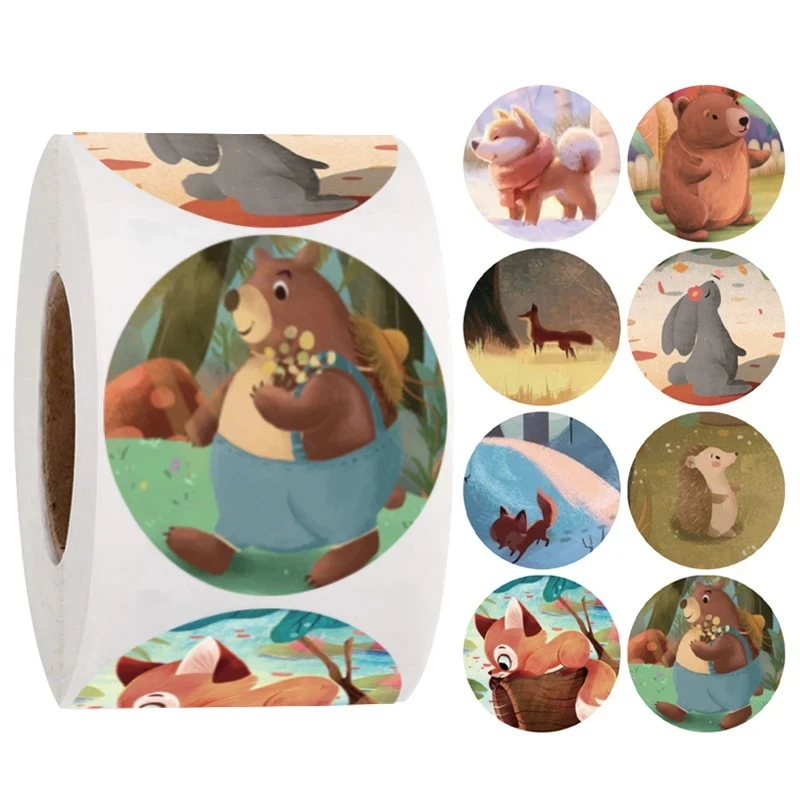 

500 Pcs/Roll Zoo Animal Cartoon Stickers Children's Rewards DIY Diary Gift Decoration Crafts 8 Kinds Of Cute Panda Seal Stickers