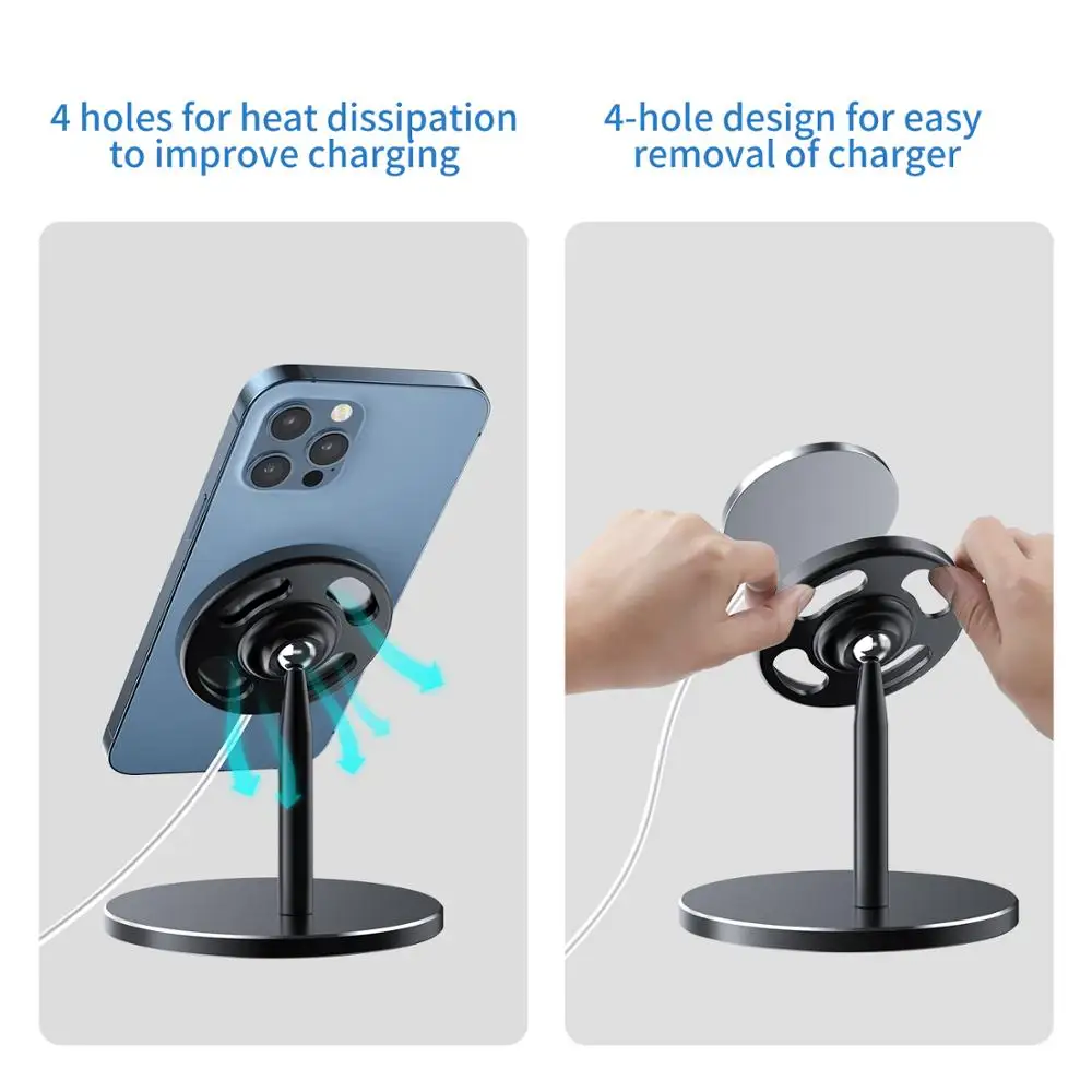 magsave iphone charger holder aluminium alloy bracket for iphone 12 mini pro max rotation magnetic wireless fast charging stand free global shipping