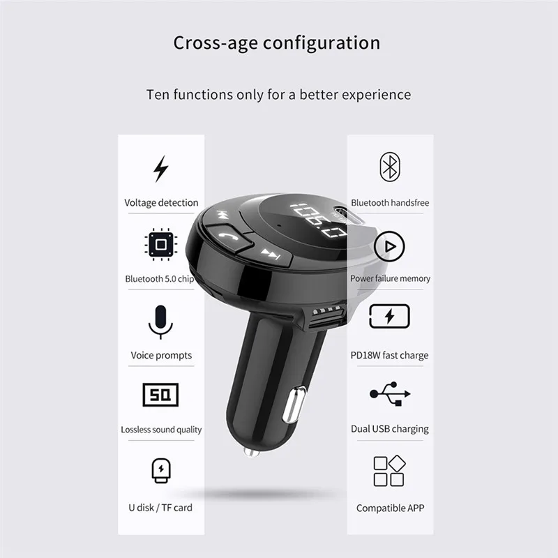 USLION Car MP3 Music Player Wireless Bluetooth 5.0 FM Transmitter PD18W Dual USB 3.1A Charger U disk & TF Card | Мобильные