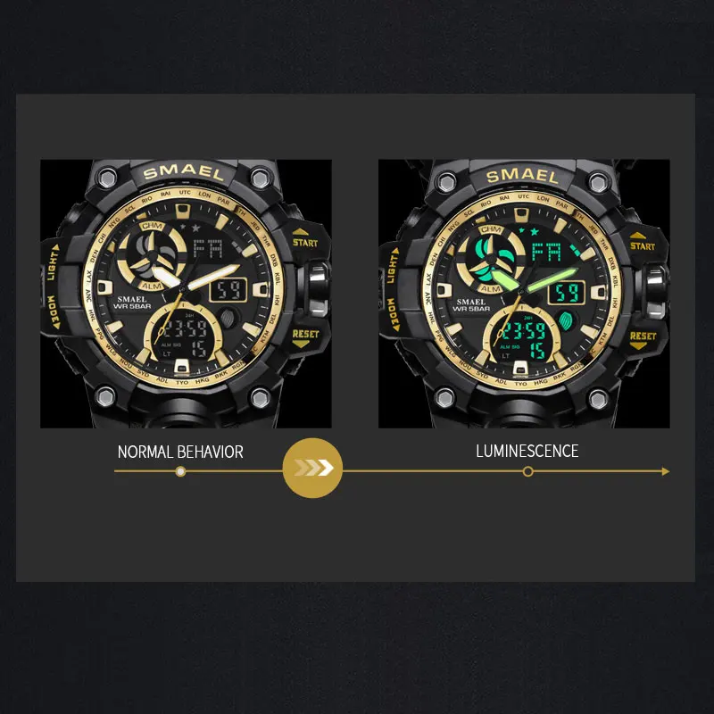 SMAEL Роскошные армейские часы цифровой задней световой сигнализации Для мужчин