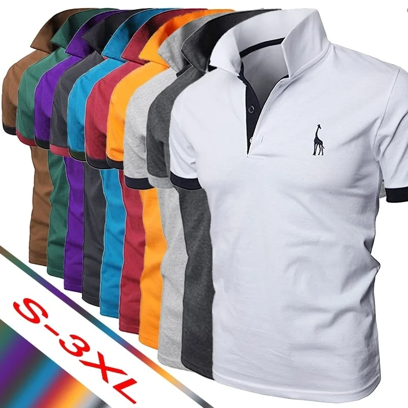 

Summer New Men's Polo Shirt Sasual Business Social Short-Sleeved Men's Shirt Stand-Up Collar Deer Embroidery Polo Shirt For Men