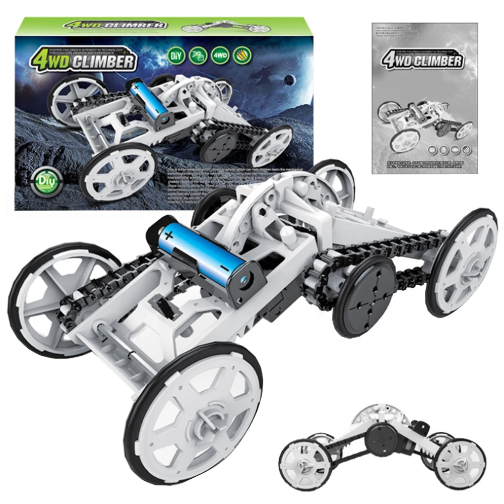 

2020 New DIY Battery Power Car Assembly Kit 4 Wheel Drive DIY Climb Vehicle Mini Powered Toy Children Educational Toys For Kids