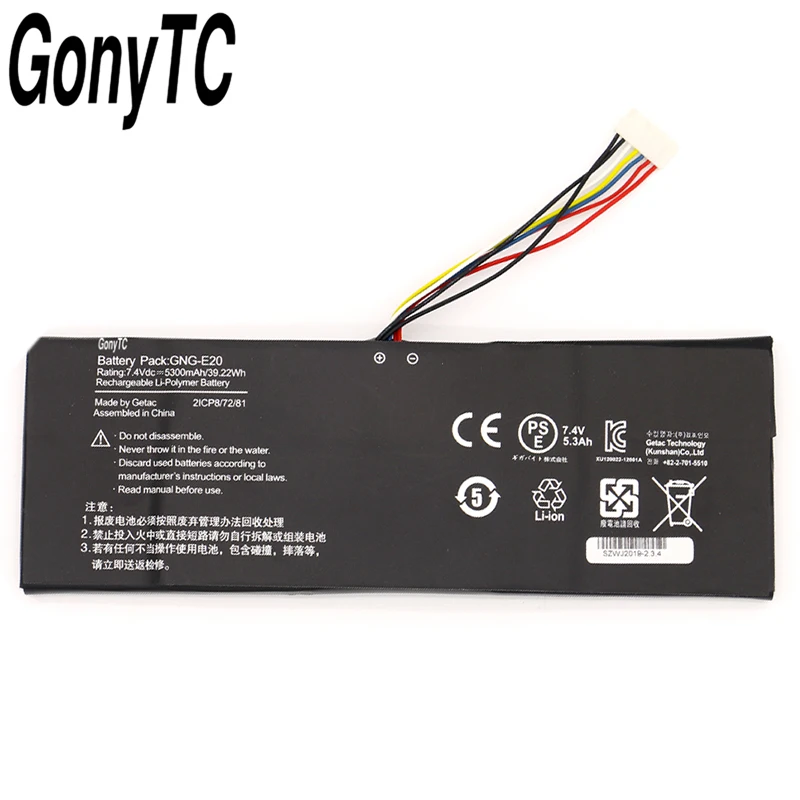 GONYTC GNG E20 7 4 V 5300mAh 39.22WH Аккумулятор для ноутбука GIGABYTE Ultrabook U21MD 2ICP8/72/81|Аккумуляторы