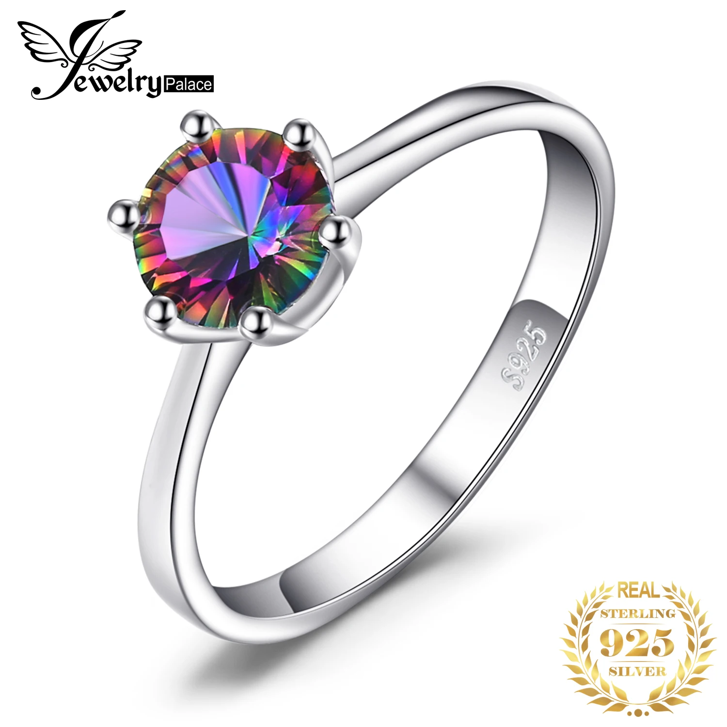 JewelryPalace натуральная Радужное мистическое топазовое кальцо 925 стерлингового