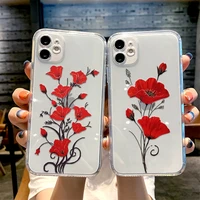poppy flower iphone 13 12 11 pro max mini red poppies floral hand painted phone case for iphone xr x xs se2020 6 6s 7 8 plus