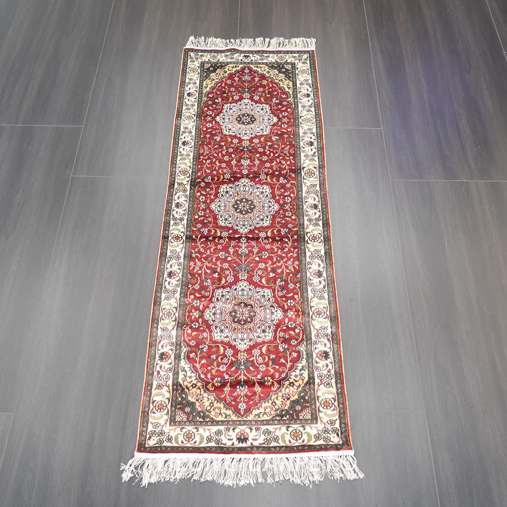 Yilong 2 'x 6' Восточная шелковая дорожка красная изысканная ручная вязка коврик