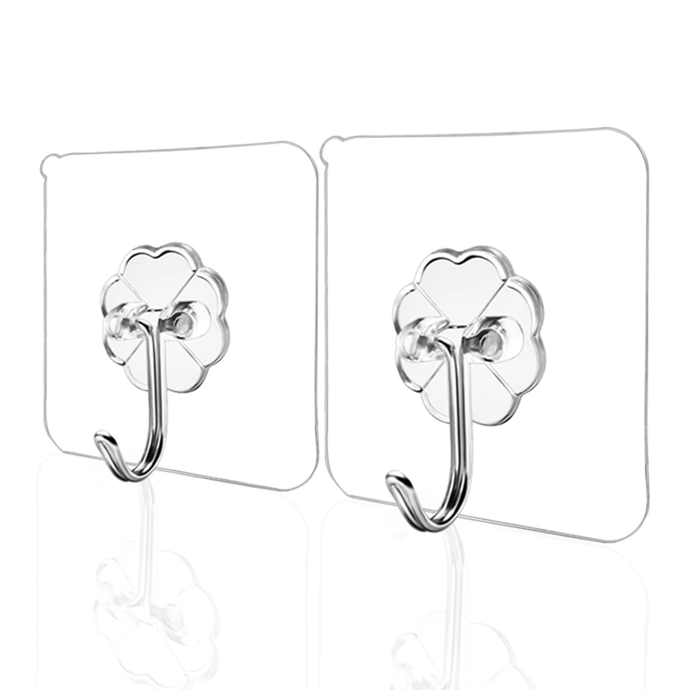 

Double-Sided Adhesive Door Wall Hooks for Hanging,Strong Transparent Towel Hook For Kitchen Bathroom