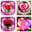 Алмазная 5D картина Роза, полноразмерная, квадратная, круглая, с сердечками, любовь, Цветочная мозаика, вышивка крестиком, стразы, искусство, стены