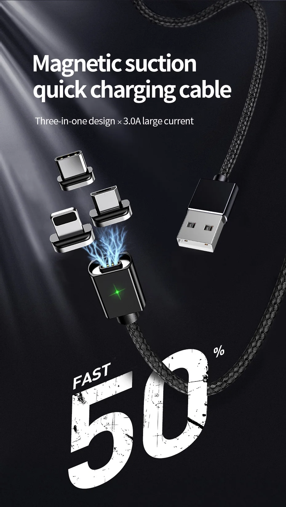 Магнитный кабель Micro usb type C супер быстрая зарядка телефона Microusb type-C магнитное зарядное устройство usb c для Xiaomi Redmi Note 8 iPhone
