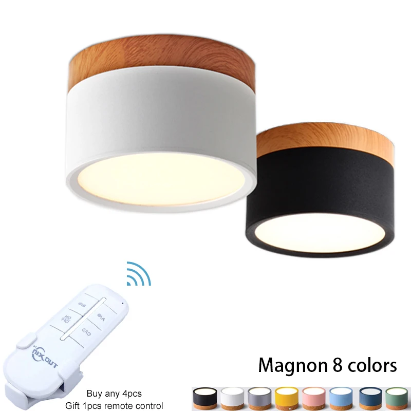 

LED Down Light Remote control 7W 15W Macaroon Aluminum Ceiling Nordic Wood Grain Spotlight Indoor Lobby Living Room bedroom