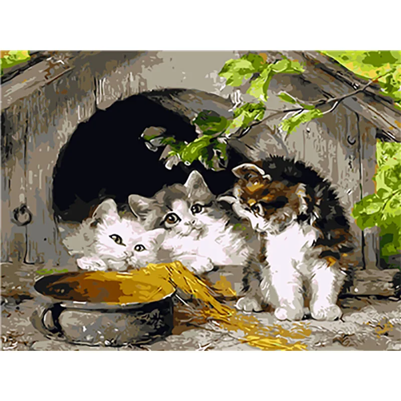 Cat 13 Рамка Животные Кошки Сделай Сам Набор для рисования по номерам Современная Настенная художественная картина холст краски уникальный подарок для домашнего декора небо gato - Цвет: Cat 13