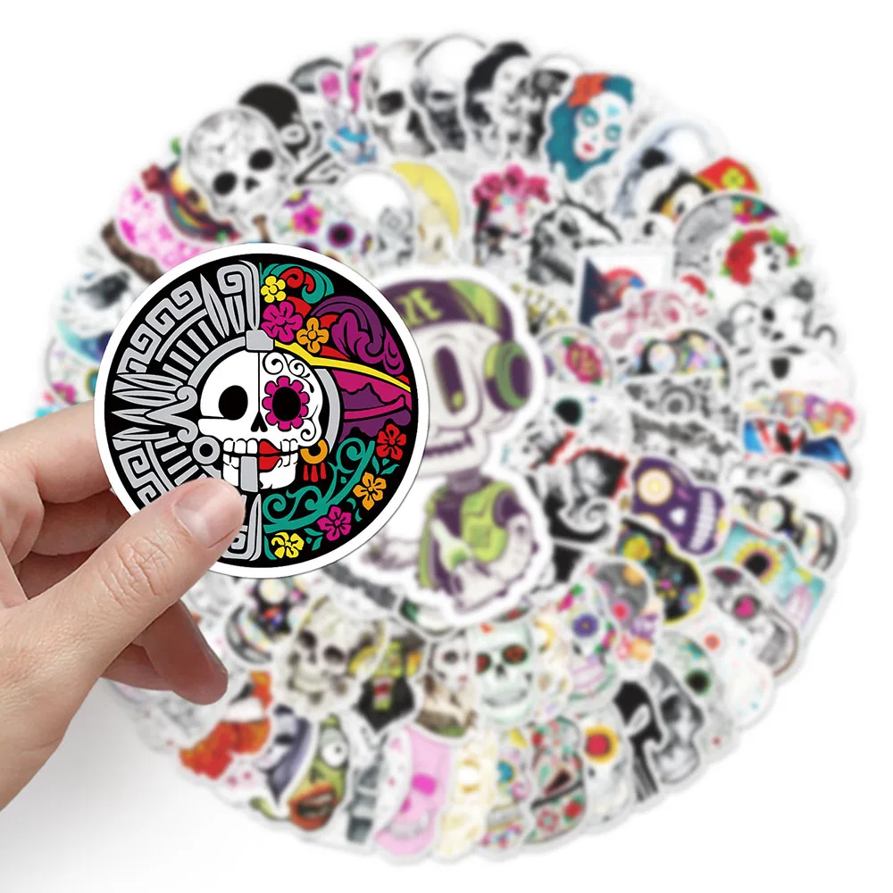 103050100pcs cool horror skull graffiti stickers skateboard guitar laptop phone car computer bike waterproof sticker kid toy free global shipping