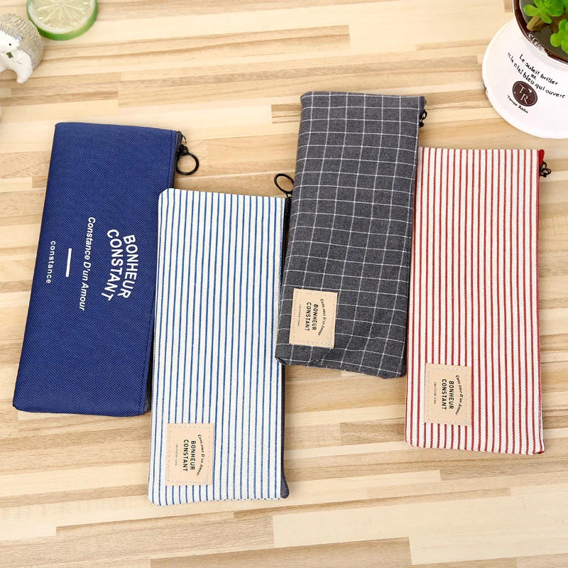 Холщовая Сумка в клетку и полоску 1 шт. канцелярские принадлежности чехол для