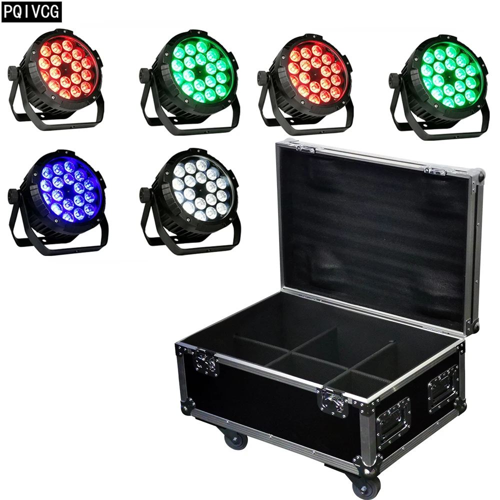

6 Pcs 18x12w RGBW 4in1 Waterproof Led Par Light + Flight Case DMX 4/8ch Waterproof Led IP65 Full Color