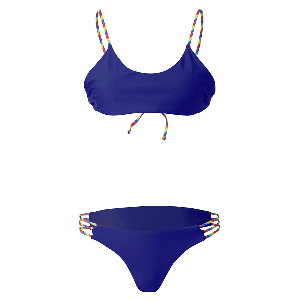 SAGACE женский Одноцветный комплект бикини из двух частей купальник Высокая талия