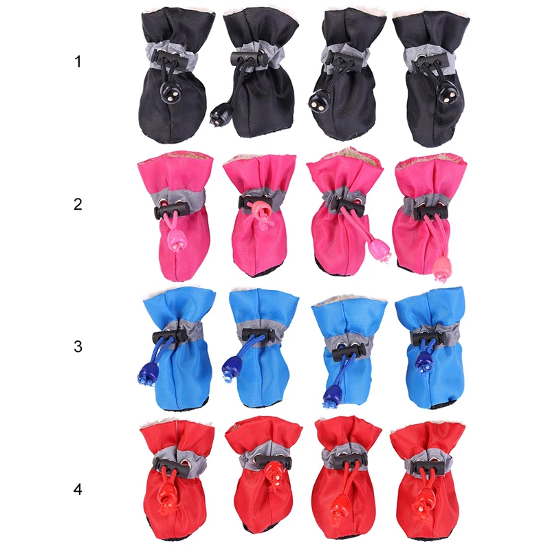 4 шт./лот водонепроницаемые туфли для собак с кашемировой теплой внутренней