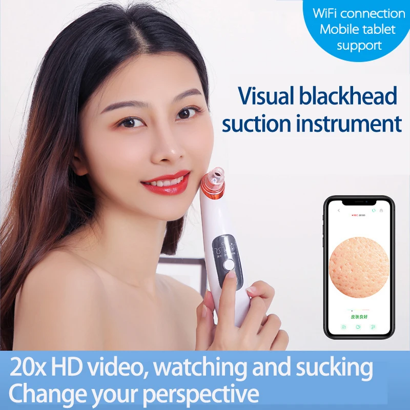 

USB Rechargeable Visual Blackhead Remover Facial Pores Black Head Cleaner Vacuum Suction 5 Mega-Pixel WIFI Microscope Camera