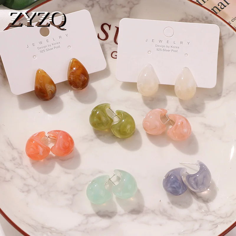 

ZYZQ New Creative Water Drop Pear-Shaped Earrings for Women Lake Candy Colors Hanging Earrings 2022 Trendy Accessories for Girl
