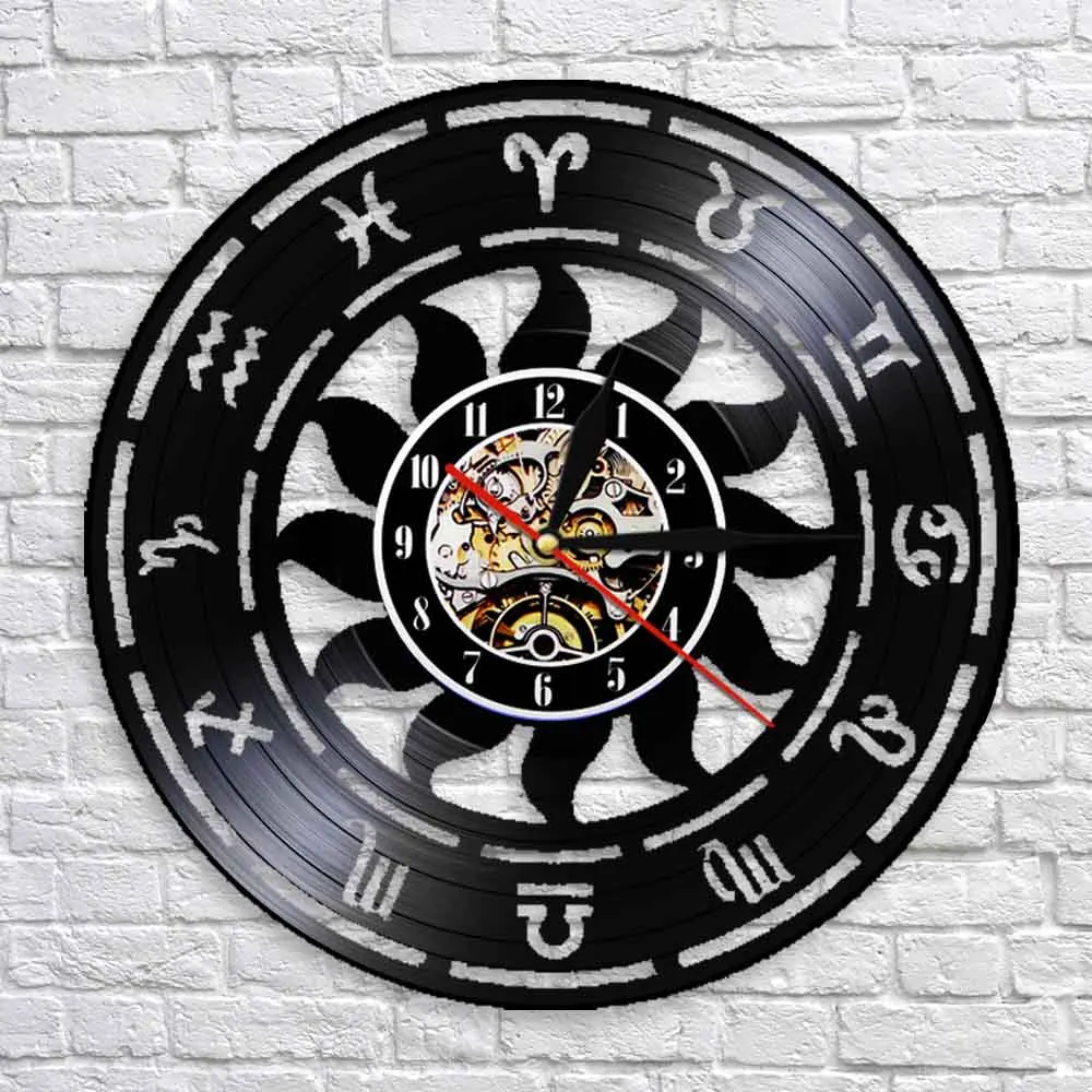 Настенные часы с астрономией и зодиака для домашнего декора виниловая запись