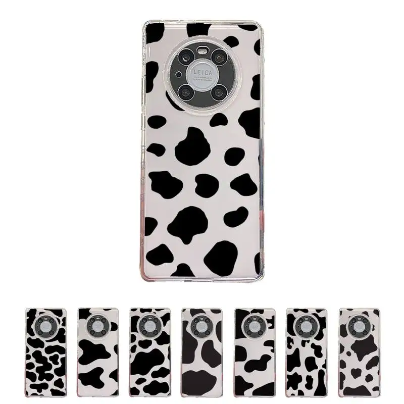

black and white cow Phone Case Transparent For Huawei honor V 40 30 20 X note 10 pro lite max s Soft TPU Clear Mobile bags